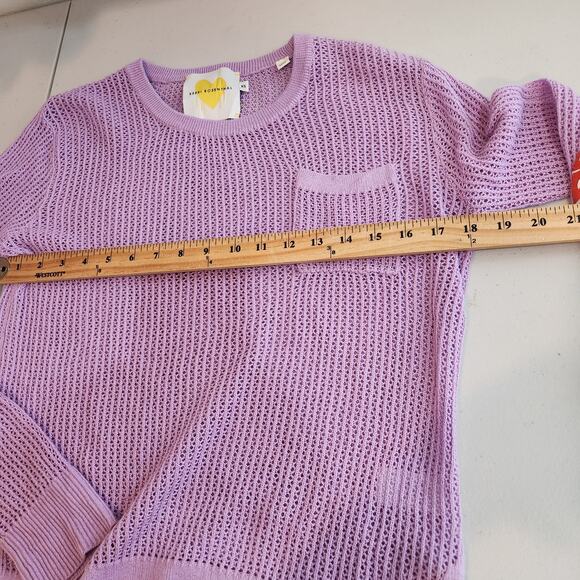 Kerri Rosenthal Purple Knit Heart Elbow Patch Women's Sweater XS Cashmere Blend - Picture 13 of 15